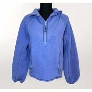 Free People Movement Ready Set Rib Pullover Blueberry Quarter Zip Relaxed Fit XS